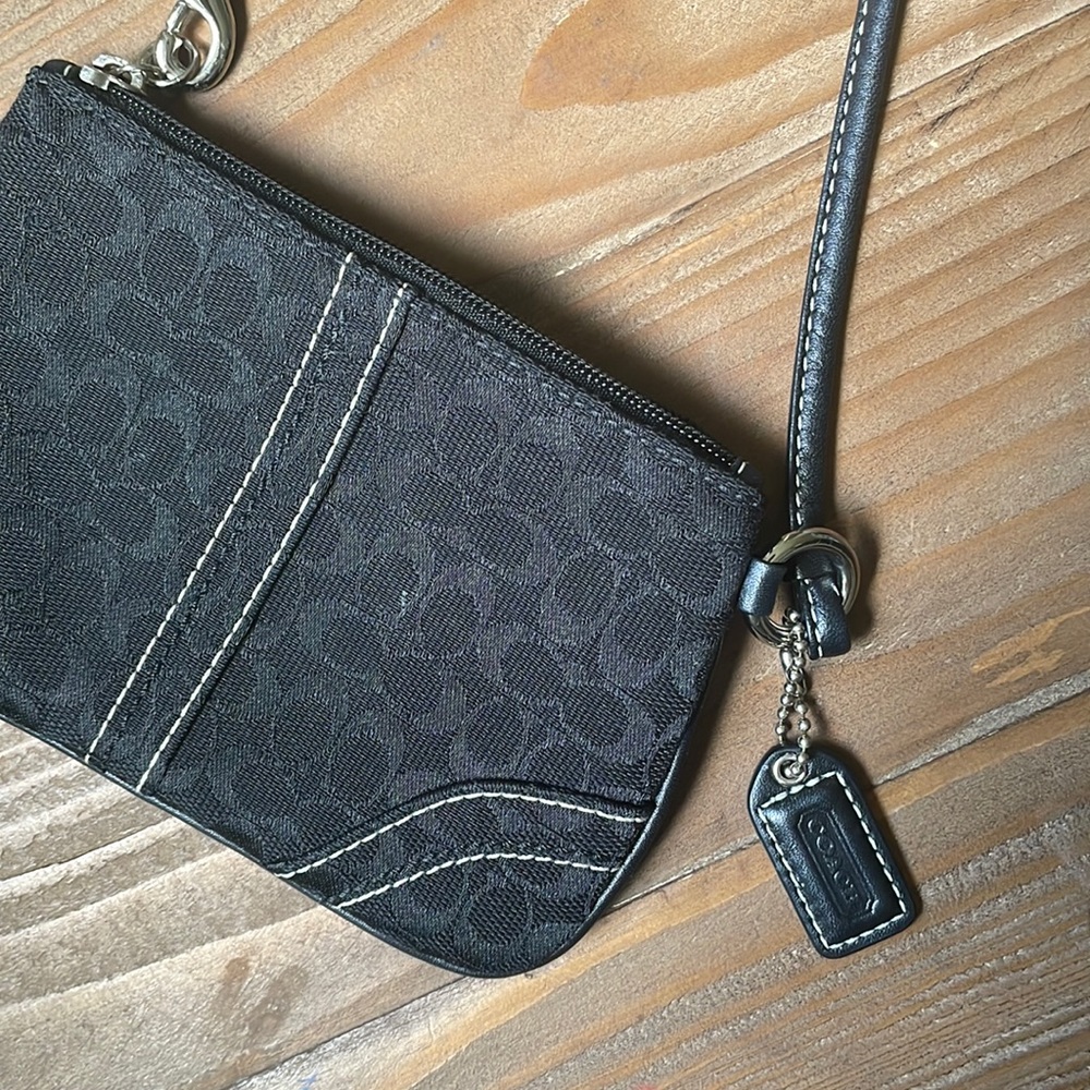 Black Coach wristlet bag